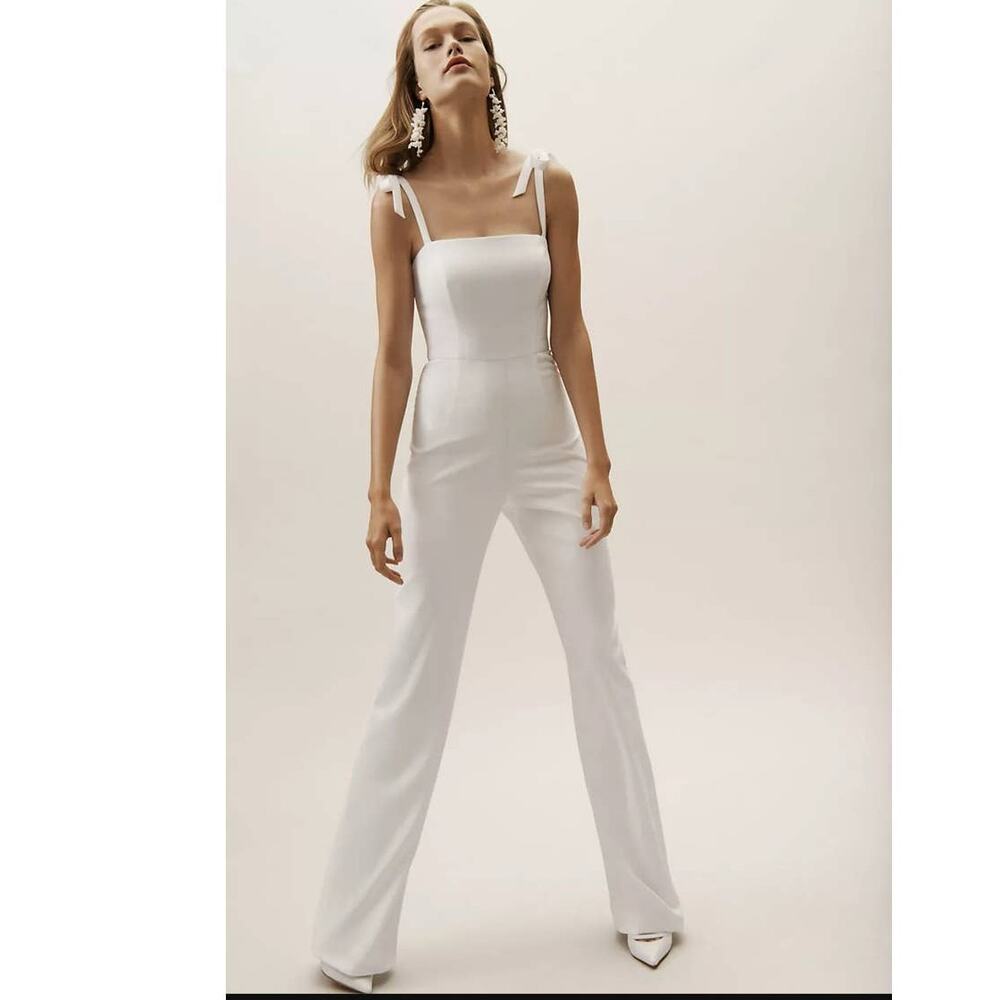 New Anthropologie BHLDN Trinity Jumpsuit by Theia $280 SIZE 4 White